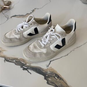 VEJA White and Navy Sneakers